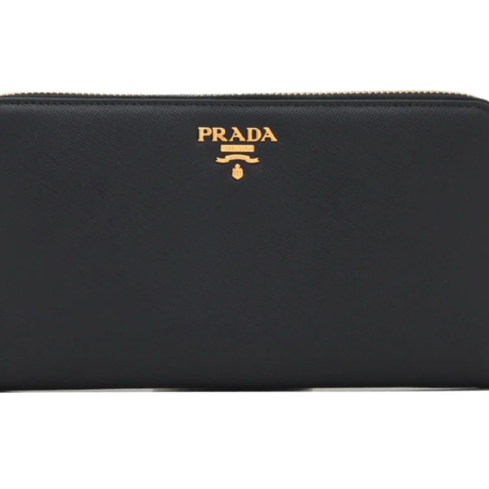 Prada 1ML506 Saffiano Leather Zip Around Long Wallet - Black
